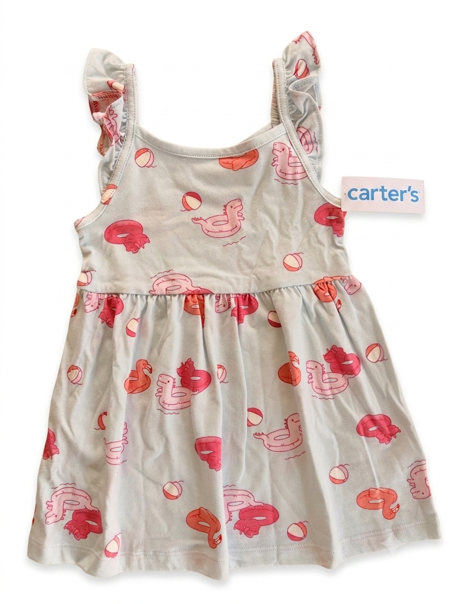 Vestido niña piscina mangas con volantes | Azul
