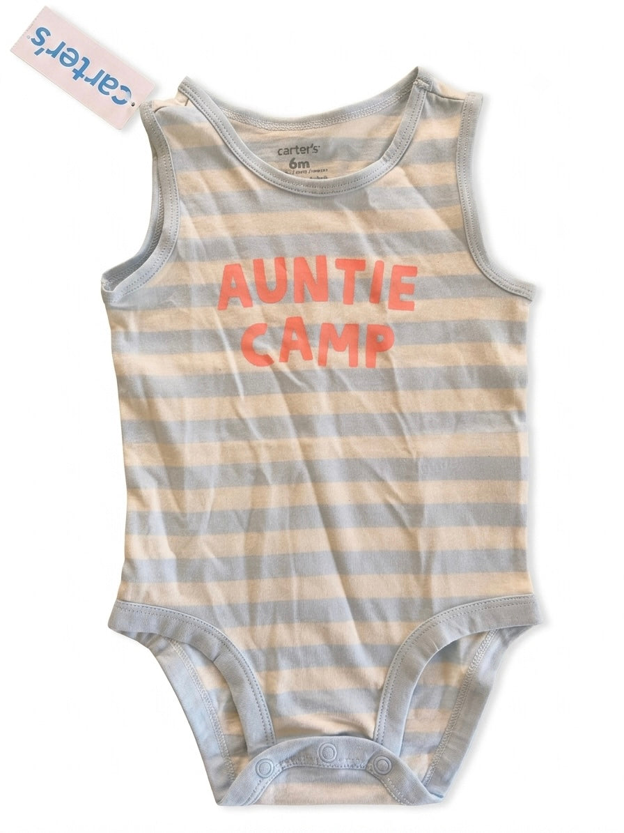 Body sin mangas con estampado “Auntie Camp” | azul/marfil