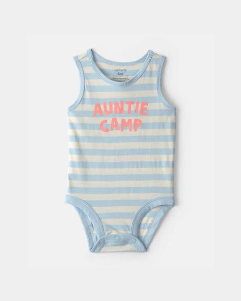 Body sin mangas con estampado “Auntie Camp” | azul/marfil