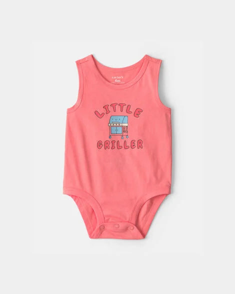 Body sin mangas con estampado "Little Griller" | Coral