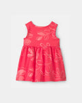 Vestido sin mangas estampado floral tropical | Coral