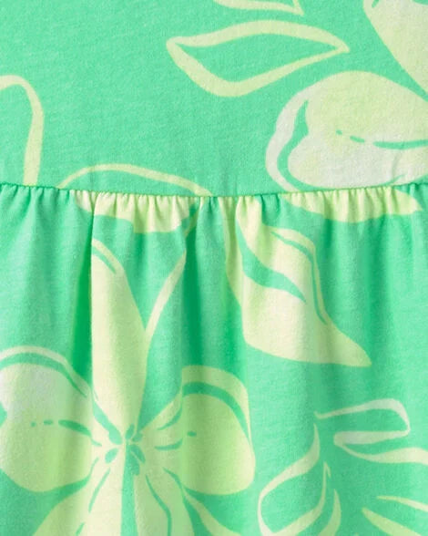 Vestido sin mangas con estampando de hojas tropicales | Verde