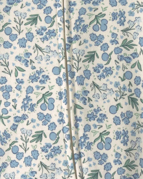 Body bebé floral cremallera bidireccional | Azul/marfil