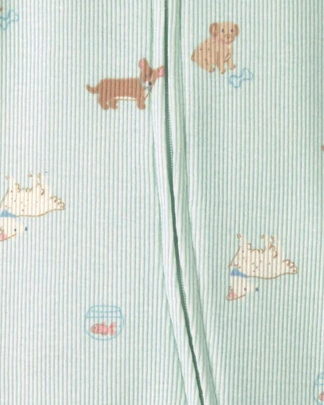 Body bebé perritos cremallera bidireccional | Verde