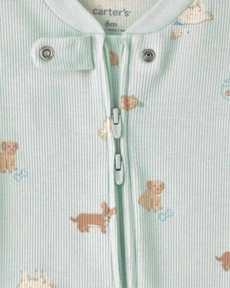 Body bebé perritos cremallera bidireccional | Verde