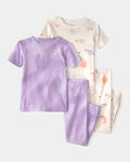 Conjunto pijamas niña espacial 4 piezas | Morado/marfil