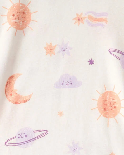 Conjunto pijamas niña espacial 4 piezas | Morado/marfil
