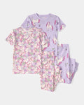 Conjunto pijamas niña unicornio floral a4 piezas | Lila