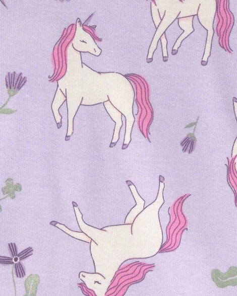 Conjunto pijamas niña unicornio floral a4 piezas | Lila