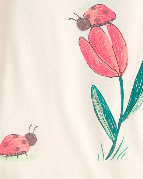 Conjunto pijamas niña ladybug 4 piezas | Crema/verde