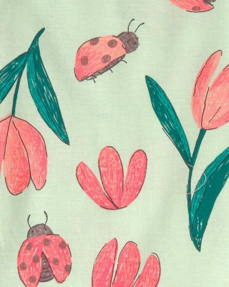 Conjunto pijamas niña ladybug 4 piezas | Crema/verde