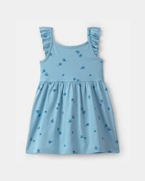 Vestido niña arándanos mangas con volados | Azul