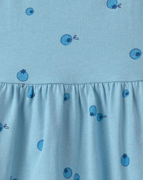 Vestido niña arándanos mangas con volados | Azul